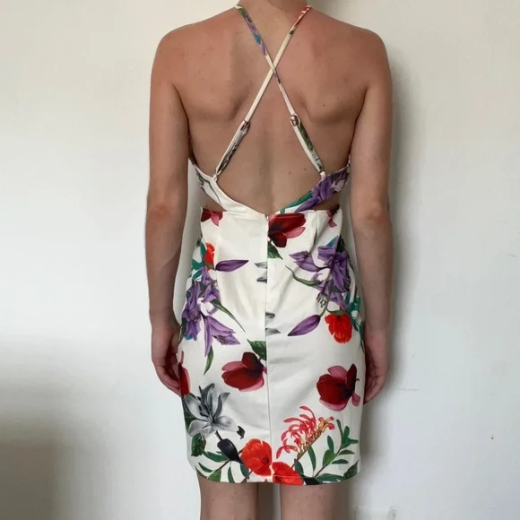 VINTAGE FLORAL CUTOUT DRESS - Picture 3 of 5